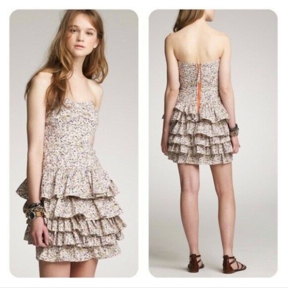 strapless tiered ruffle dress